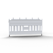 Weißes Absperrschrankengitter mit vormontierten Lampenadapter und ohne reflektierende Folie zur Baustellen- und Verkehrssicherung.