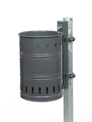 Rundabfallbehälter gelocht grau