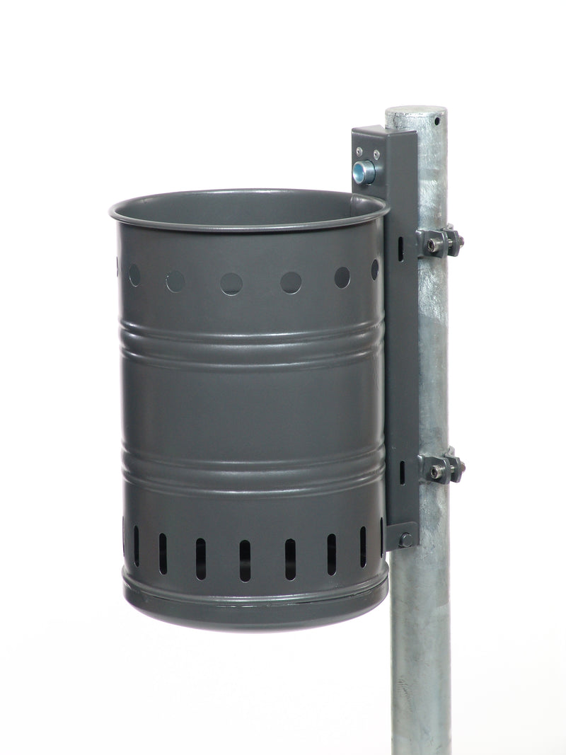 Rundabfallbehälter gelocht grau